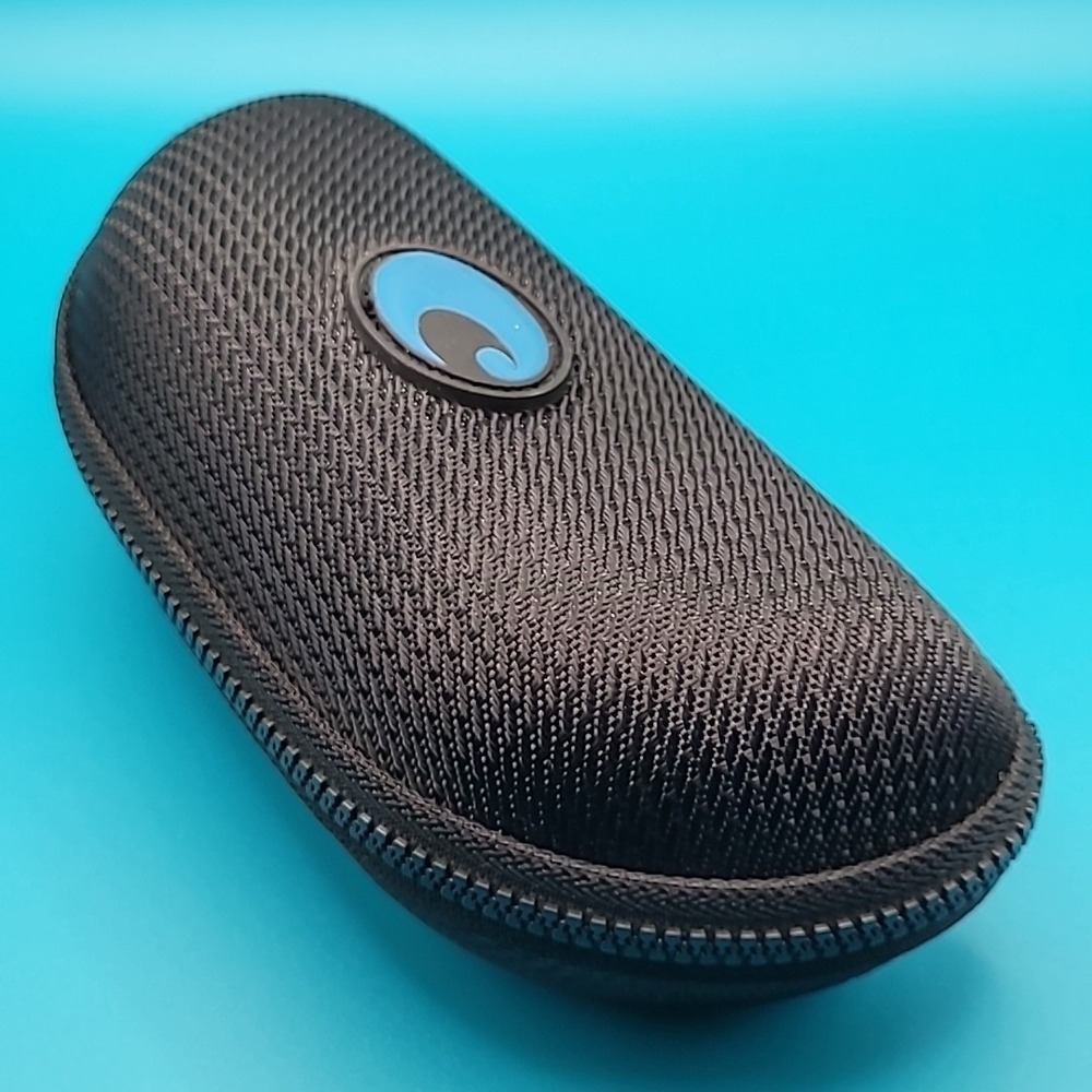 Costa Del Mar Sunglasses Hard Zip Up Clam Shell Case Only Black w Blue Logo